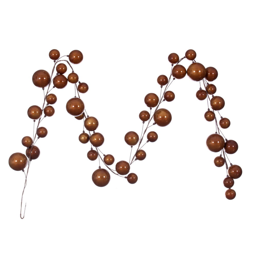 N222888 10 ft. Pearl Branch Ball Wire Garland, Copper