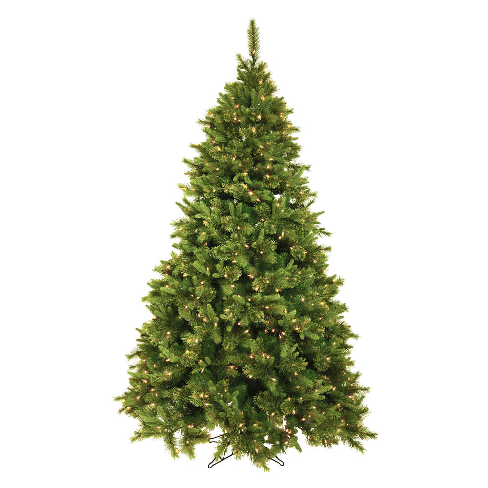 A118191LED 1550 Light x 12 ft. x 66 in. Cashmere Pine Slim Artificial Tree with LED Mini Italian Clear Lights, Green