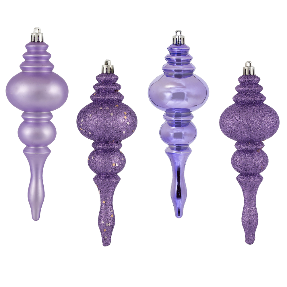 N500286 7 in. 4 Finish Finial Ornament, Lavender - 8 Per Box