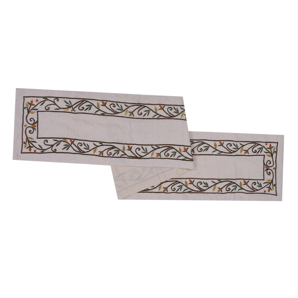 Picture of Vickerman QTX17713 14 x 90 in. Harvest Border Table Runner&#44; Ecru