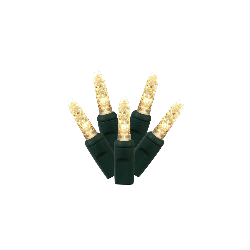 70 Light x 4 in. x 24 ft. LED Single Mold Faceted M5 Christmas Twinkle Light Set with Green Wire, Warm White