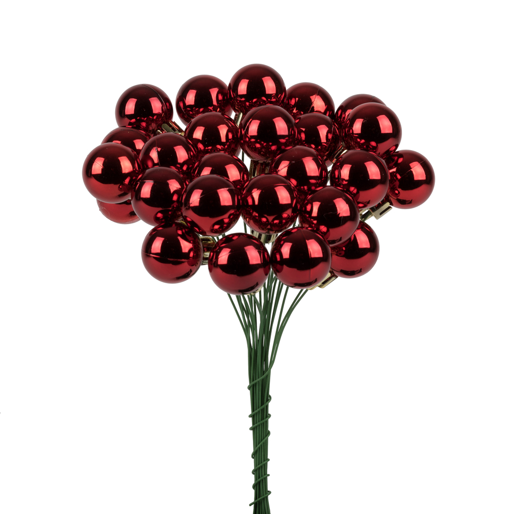 N180103 6 in. Shiny Ball Ornament Christmas Pick, Red - Pack of 2