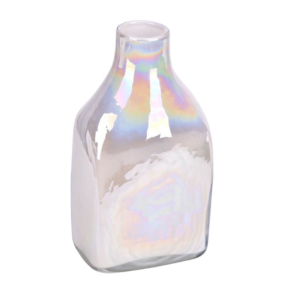 CM196512 12 in. Enamel Glass Bottle Vase, White