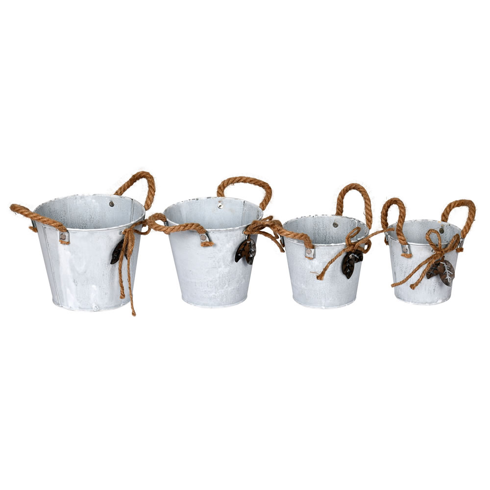 FQ193208 5-8 in. Tin Container with Rope Handle, Gray - Pack of 4