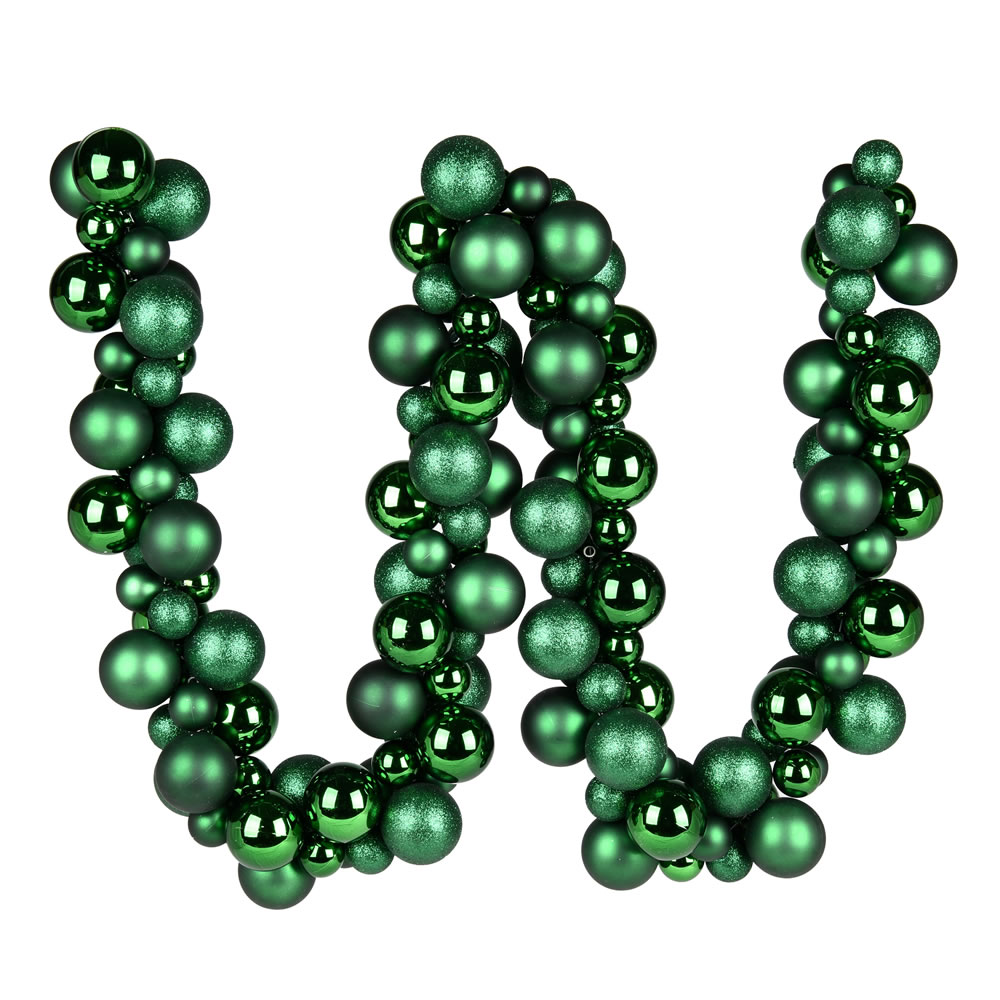 N191224 6 ft. Assorted Ornament Ball Christmas Garland, Emerald