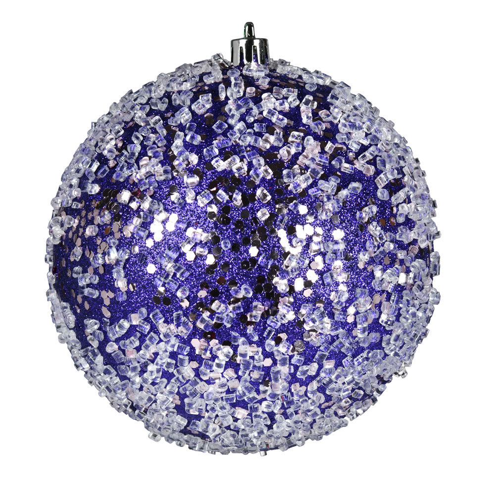N190466D 8 in. Glitter Hail Ball Ornament, Purple