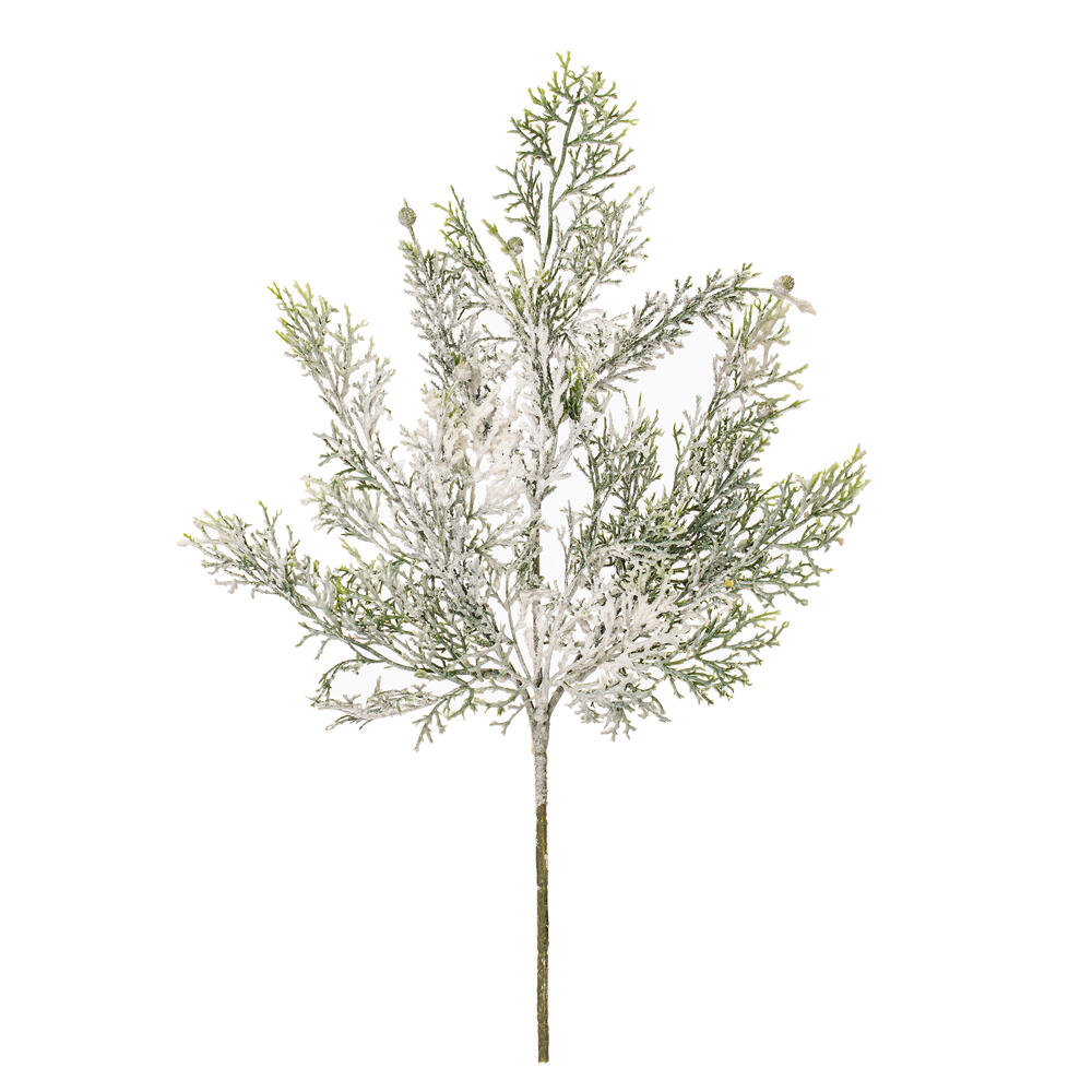 FJ192002 18 in. Artificial Snowy Cedar Spray, Green - Pack of 6