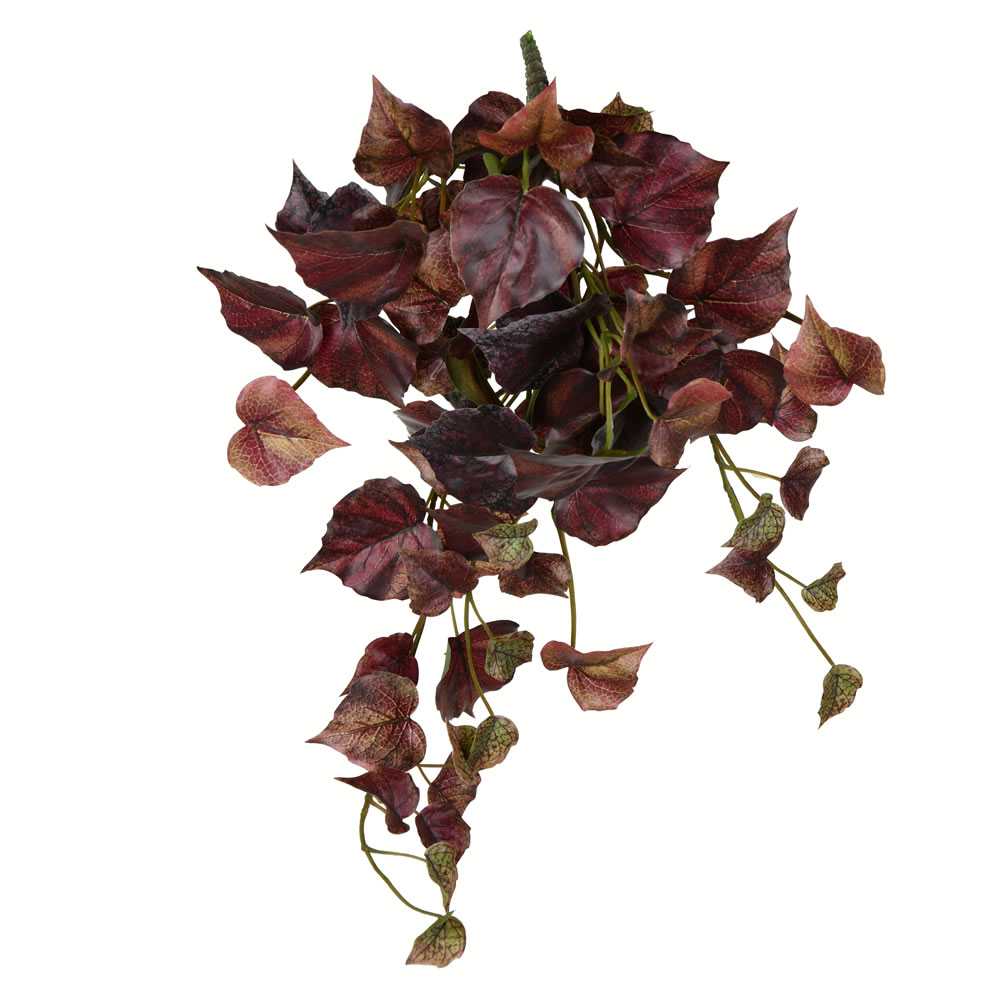 FZ190518 18 in. Artificial Grape Leaf Hanging Bush, Burgundy - Pack of 3