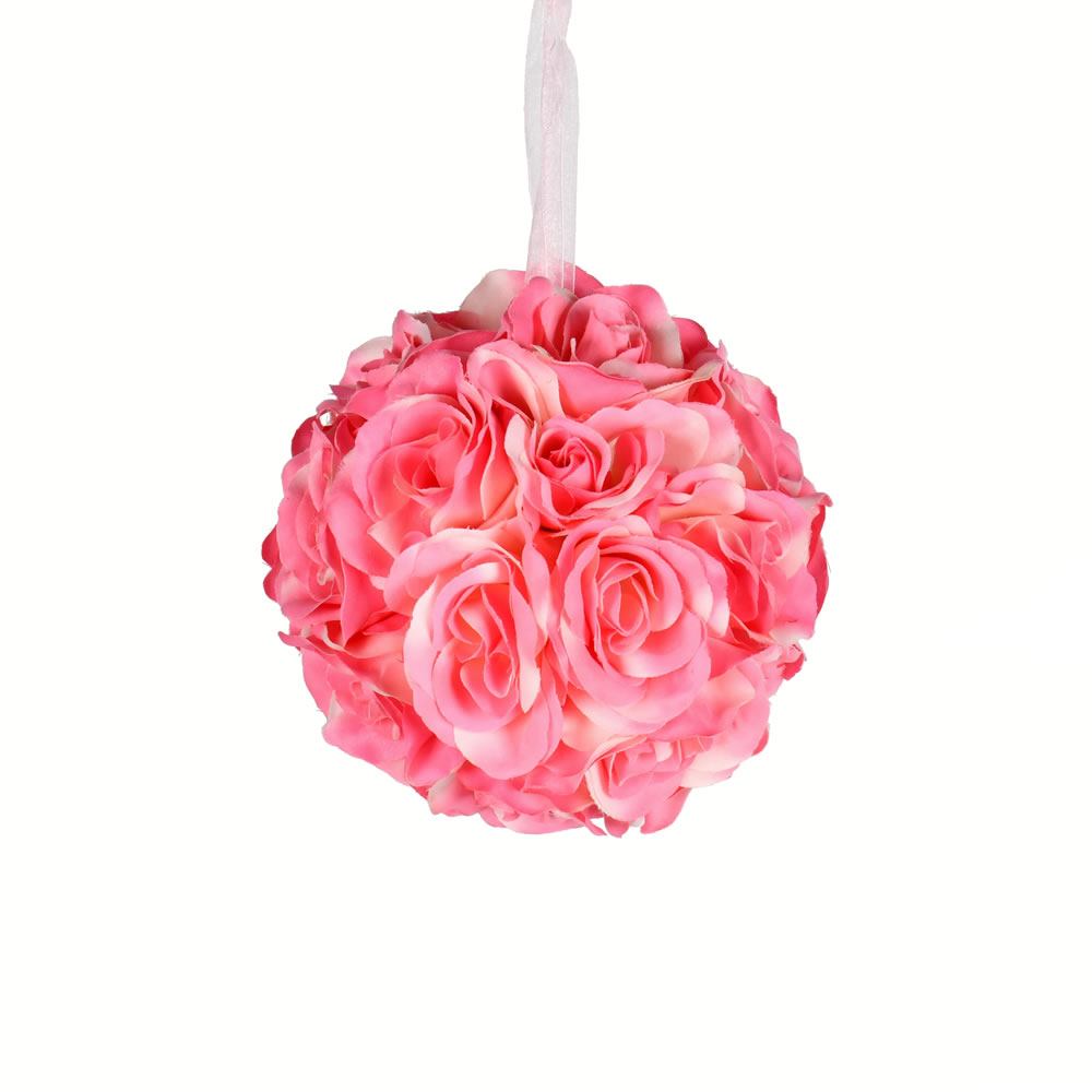 FA191479 6 in. Artificial Rose Floral Ball, Pink - Pack of 2