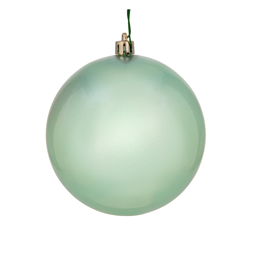 Picture of Vickerman N591040DCV 4 in. Candy Ball UV Drill Ornament&#44; Frosty Mint - 6 per Bag - Pack of 12