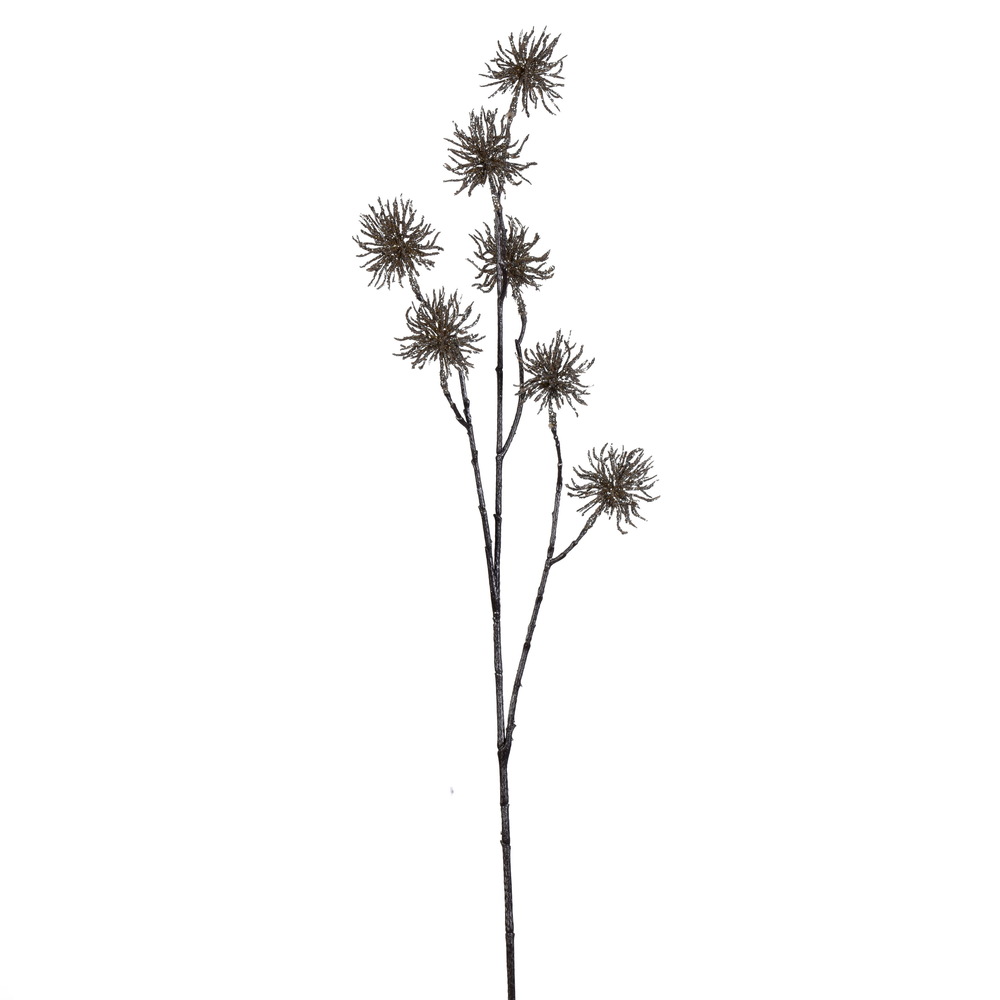 RN198138 33 in. Glitter Urchin Artificial Christmas Spray, Champagne - 2 Per Bag