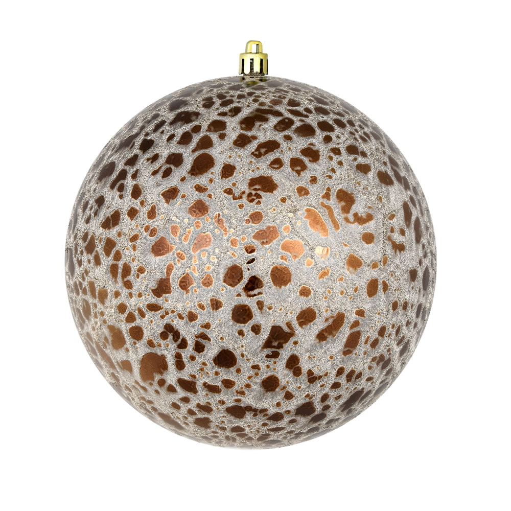 N195476D 4 in. Crackle Ball Ornament, Mocha - 6 Per Bag