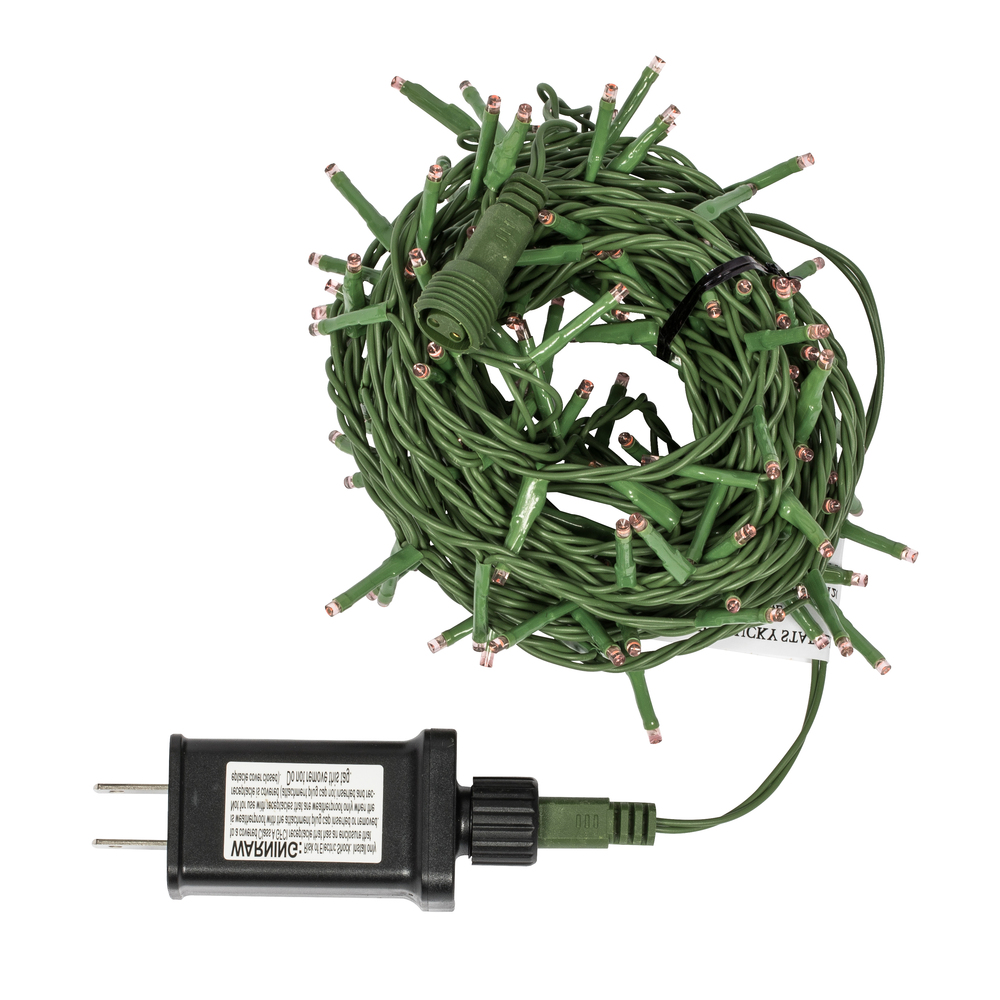 X17G243 144 Light x 24 ft. LED Cluster Christmas Light Set with Green Wire, Red