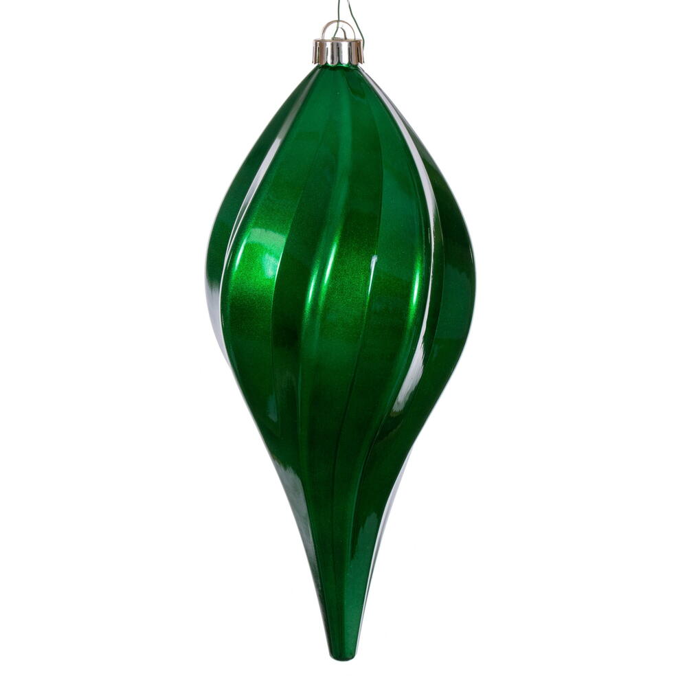N189604DCV 12 in. UV Candy Swirl Drop Christmas Ornament, Green