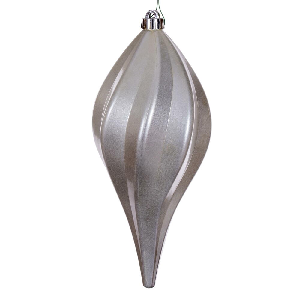 N189607DCV 12 in. UV Candy Swirl Drop Christmas Ornament, Silver