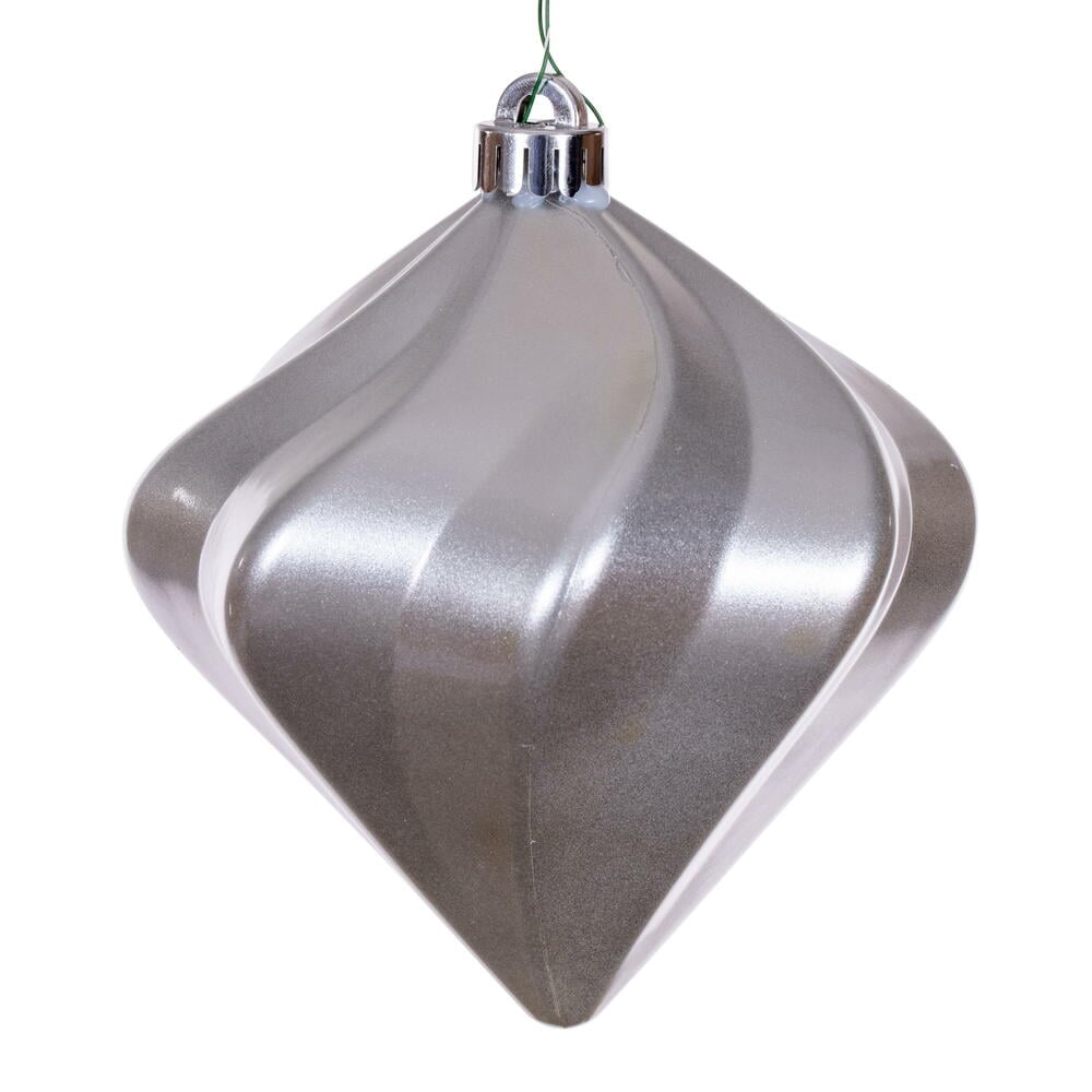 N189807DCV 6 in. Swirl Diamond UV Candy Christmas Ornament, Silver - 3 Per Bag