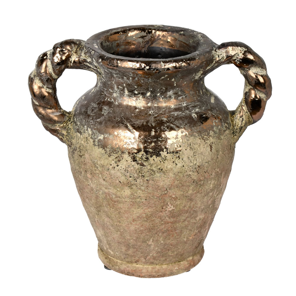FQ199208 8.5 in. Aged Terracotta Ceramic Vase, Gray