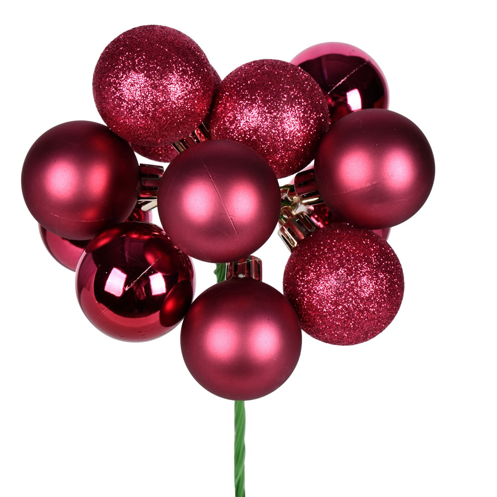 N192521 12 in. Berry Red Ball Ornament Pick - 4 per Bag