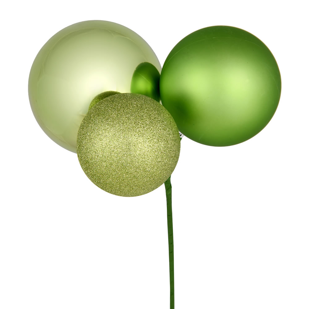 N193254 18 in. Ball Ornament Christmas Pick, Celadon - 2 Per Bag