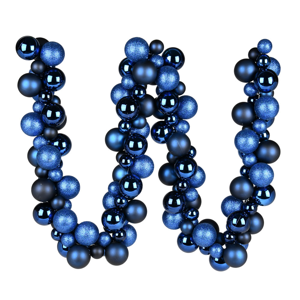 N191231 6 ft. Assorted Ornament Ball Christmas Garland, Midnight Blue