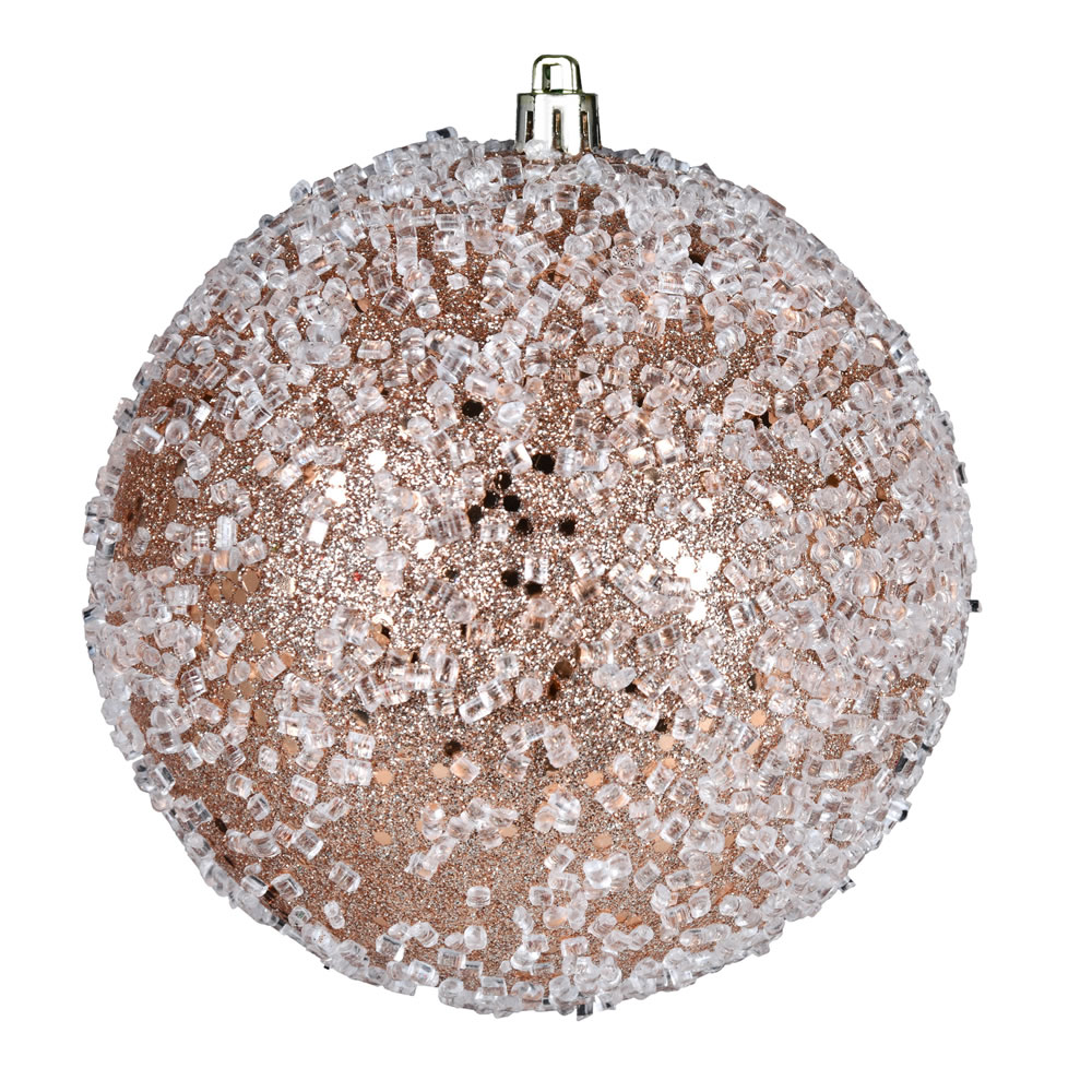 N190480D 8 in. Glitter Hail Ball Ornament, Cafe Latte