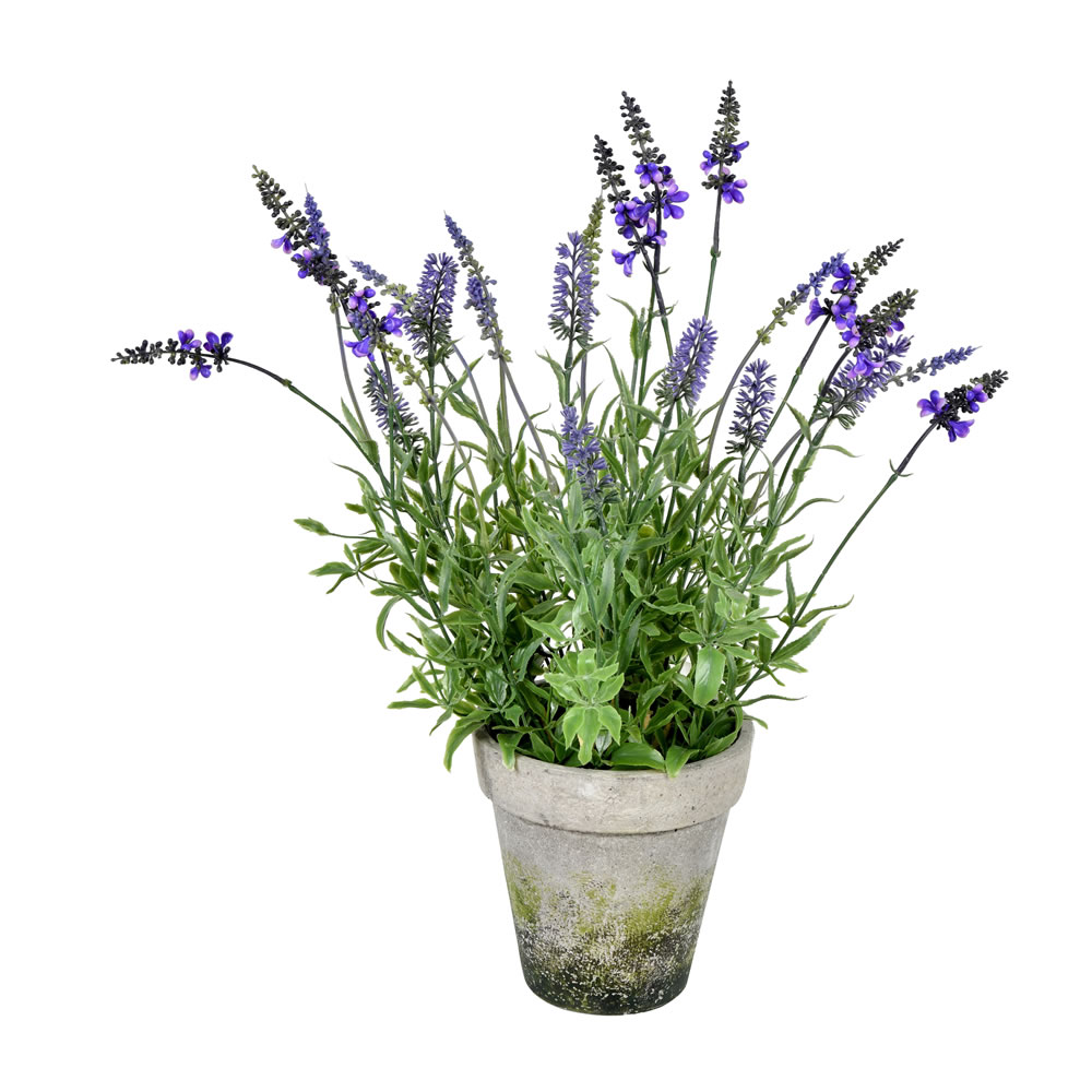 FJ190520 20 in. Artificial Plant in Cement Pot, Lavender