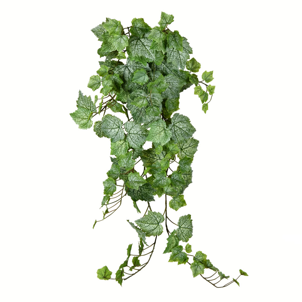 FZ192439 39 in. Artificial Grape Leaf Ivy Hanging Bush, Green & White