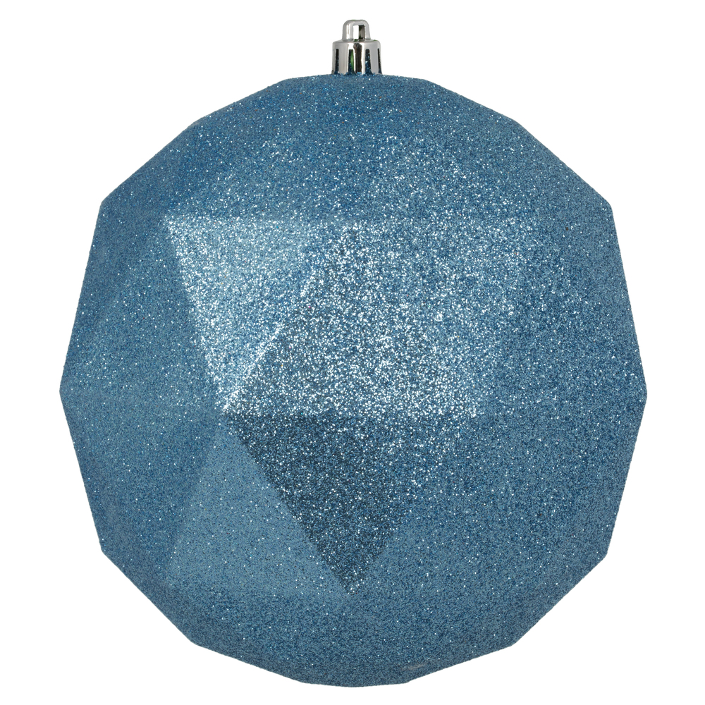 M177429DG 6 in. Glitter Geo Ball Ornament, Periwinkle - 4 Per Bag
