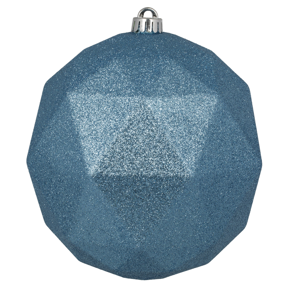 M177529DG 8 in. Glitter Geometric Ball Ornament, Periwinkle