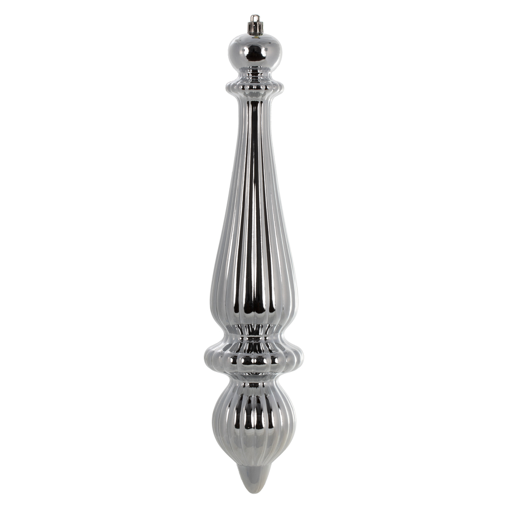 N150825DSV 14 in. UV Shiny Finial Drop Ornament, Limestone