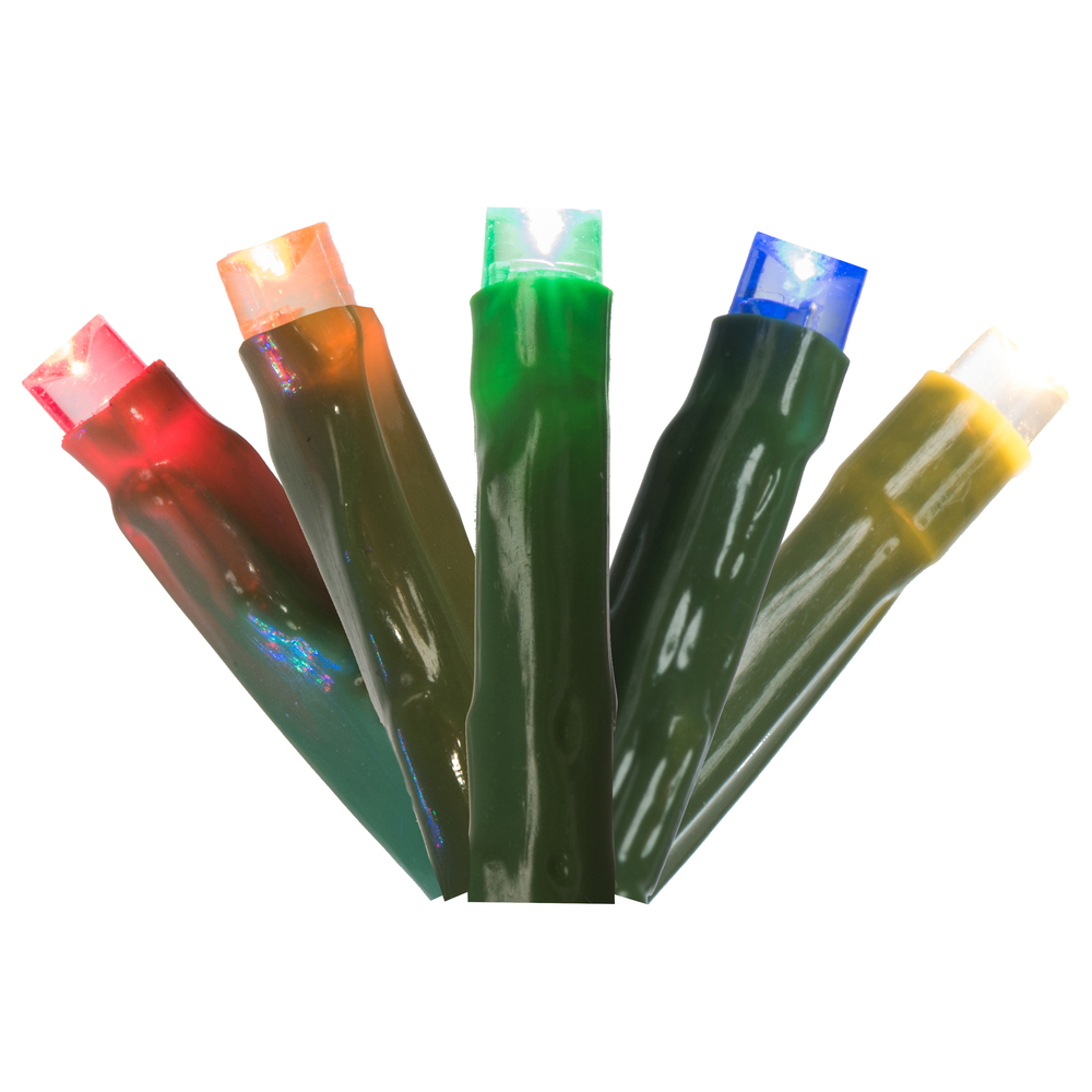 X17G240 144 Light x 24 ft. LED Christmas Cluster Light Set with Green Wire, Multi Color