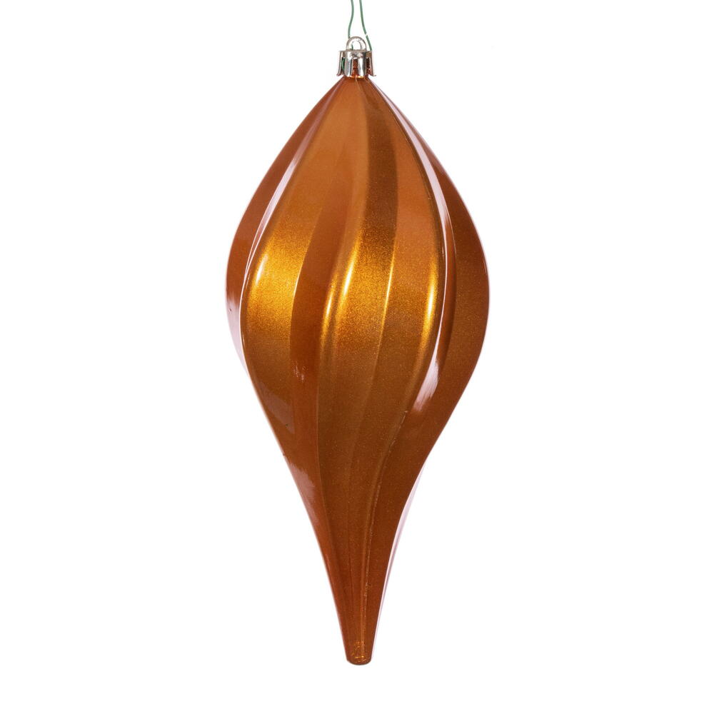N189588DCV 8 in. UV Candy Swirl Drop Christmas Ornament, Copper - 3 Per Bag