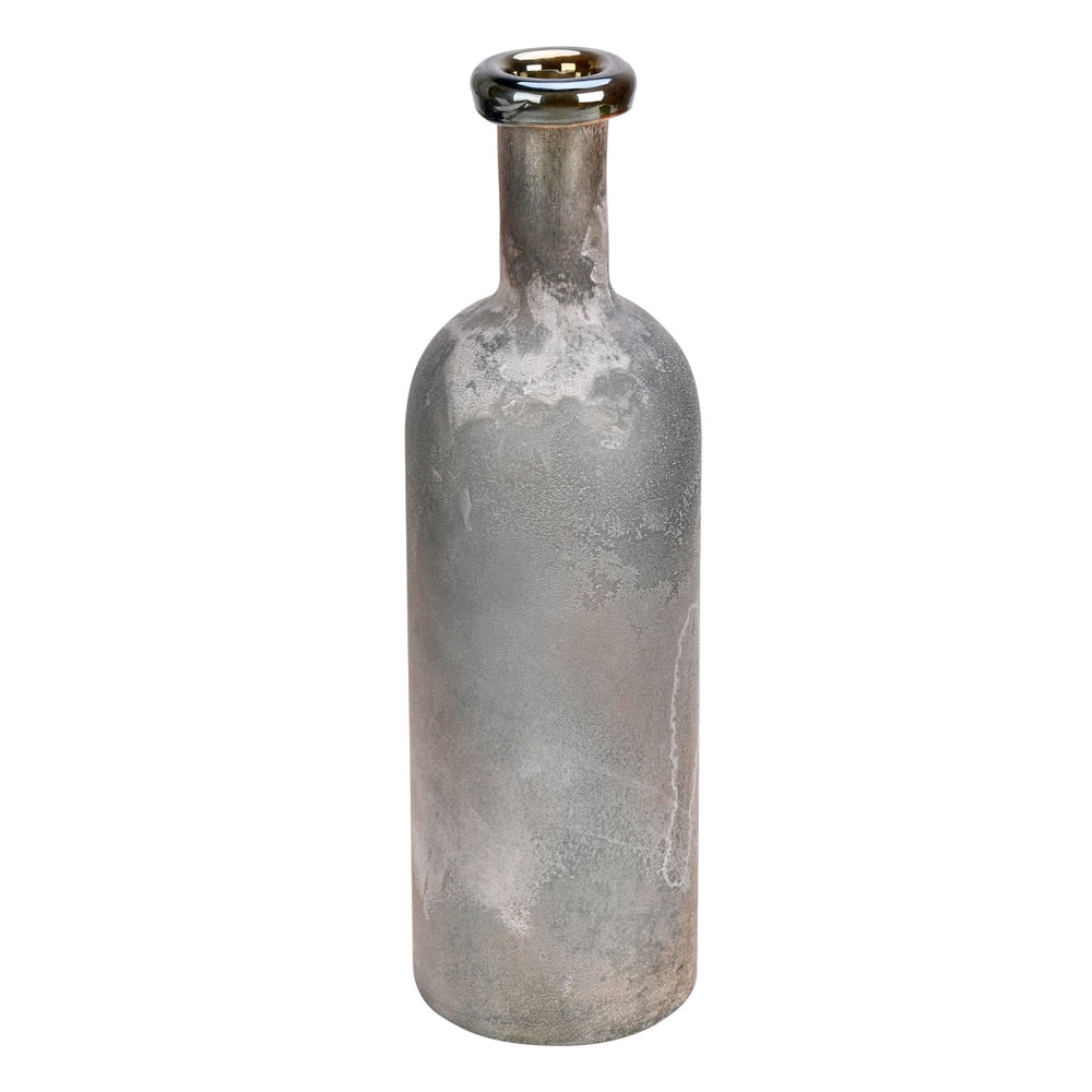 CM190516 16 in. Glass Bottle Vase, Slate Gray