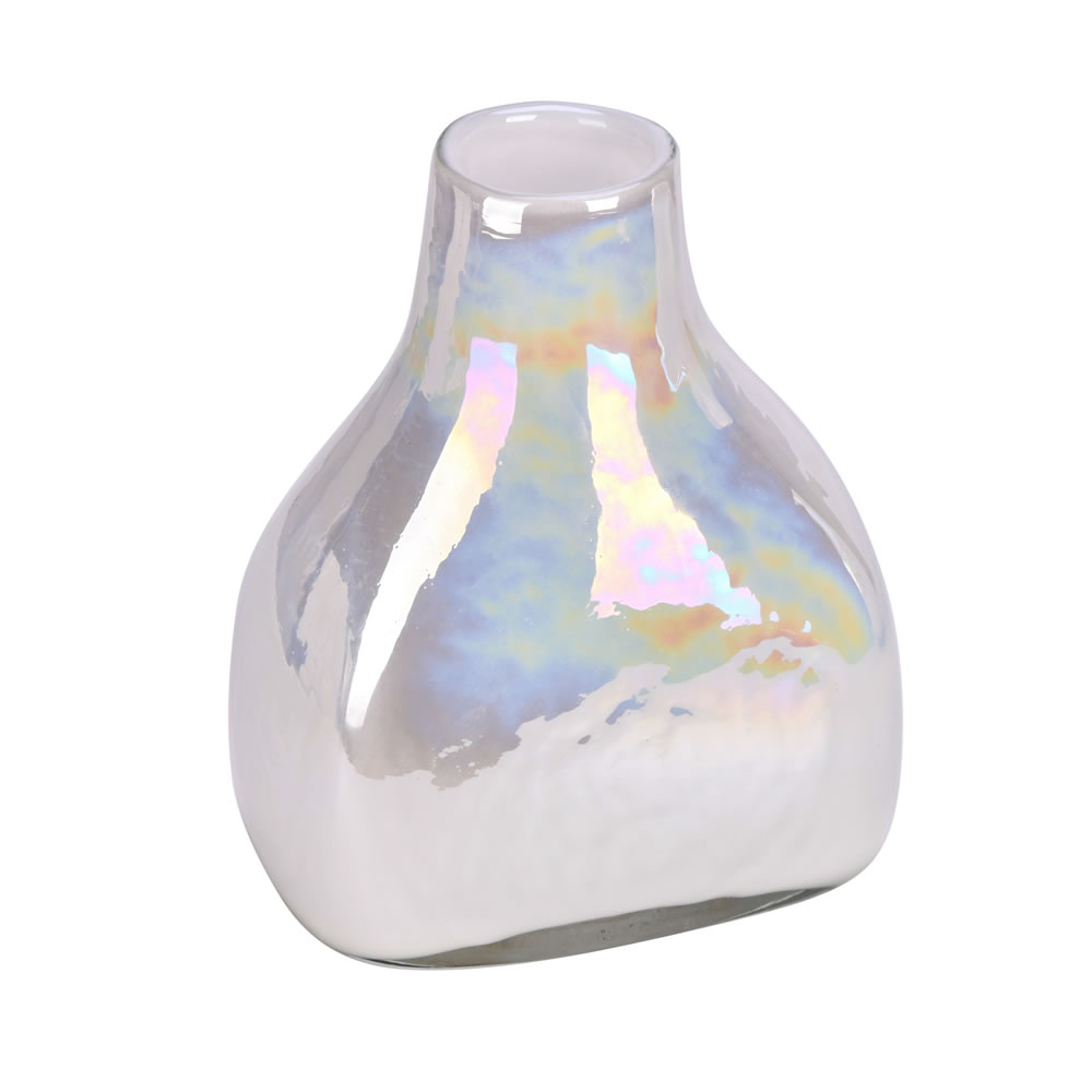 CM196508 8 in. Enamel Glass Bottle Vase, White