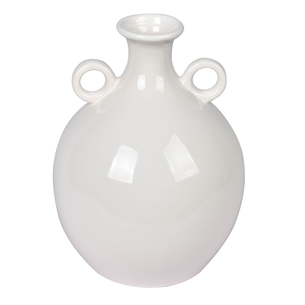 FQ198010 10 in. Ceramic Pot with Handles, Light Gray