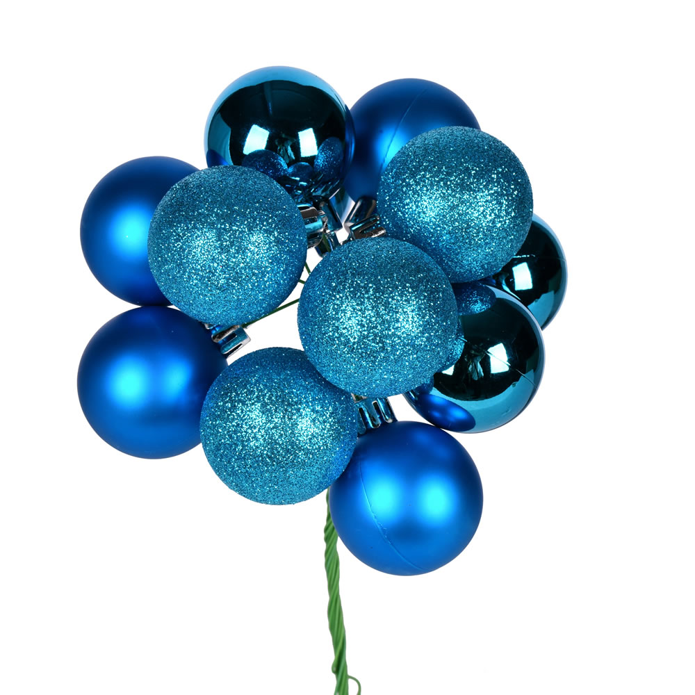 N192512 12 in. Turquoise Ball Ornament Pick - 4 per Bag