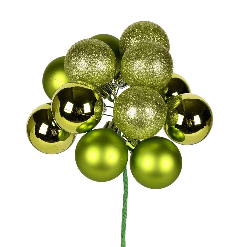 N192573 12 in. Ball Ornament Christmas Pick, Lime - 4 Per Bag