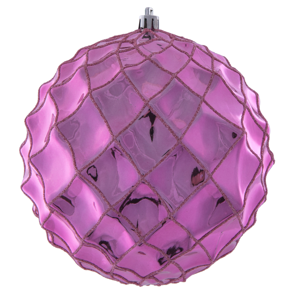N192145D 6 in. Shiny Form Ball Ornament, Mauve - 4 Per Bag