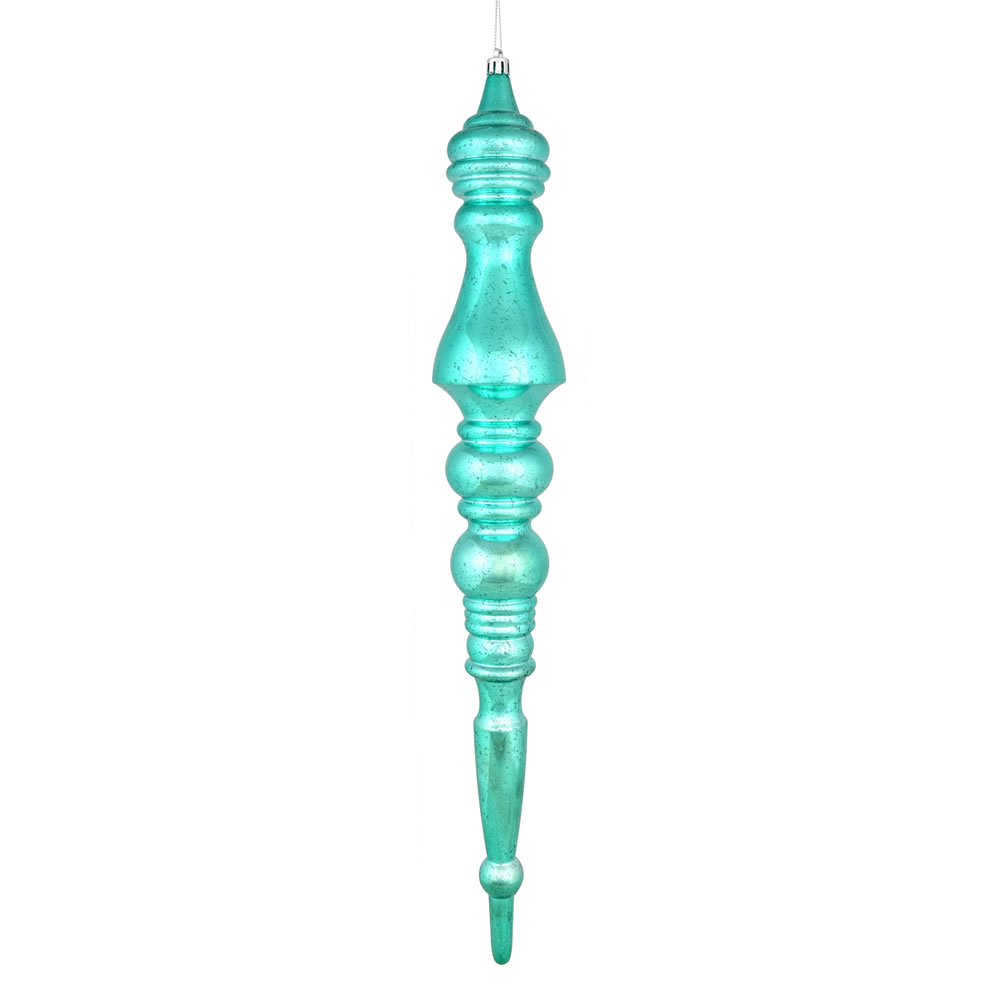 N190942D 20 in. Teal Mercury Finial Ornament