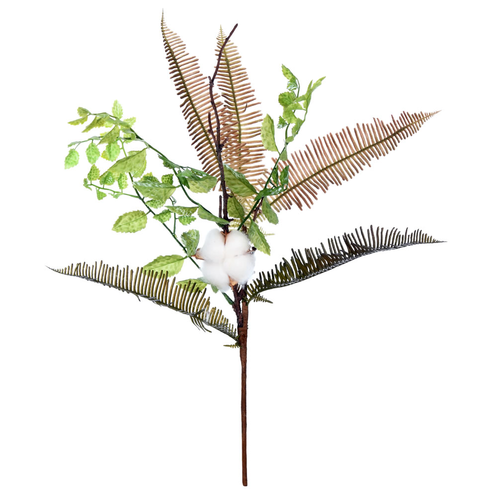 FT191301 19 in. Artificial Fern Cotton Spray, Green