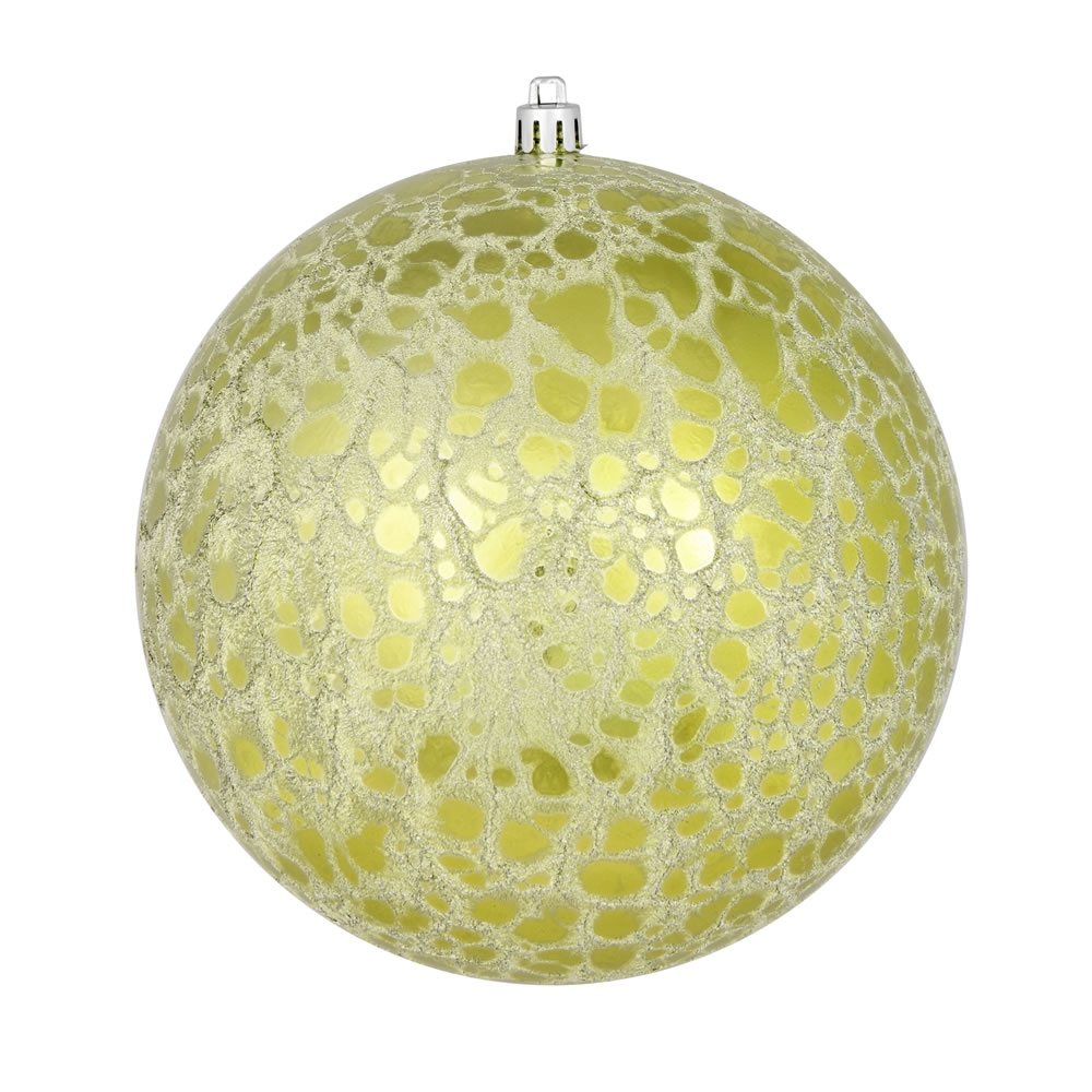 N195473D 4 in. Crackle Ball Ornament, Lime - 6 Per Bag
