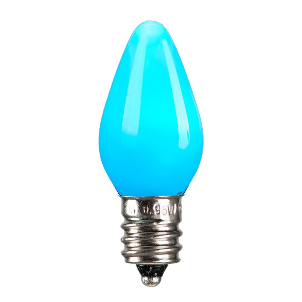 XLEDSC7LT-25 0.6W 120V C7 Ceramic LED Twinkle Bulb Nickel Base, Teal - 25 Per Bag