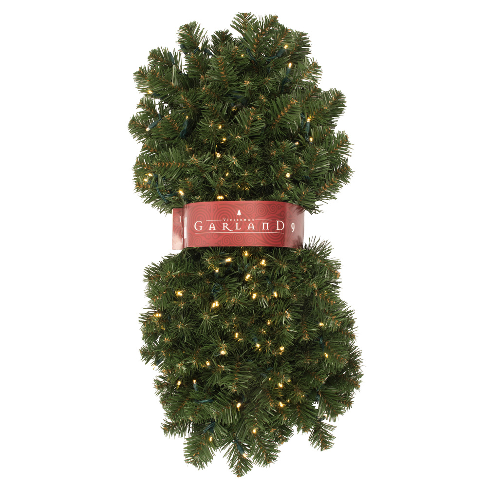 Picture of Vickerman C164709LED 9 ft. x 12 in. Green Oregon Fir Artificial Christmas Garland&#44; Warm White LED Lights
