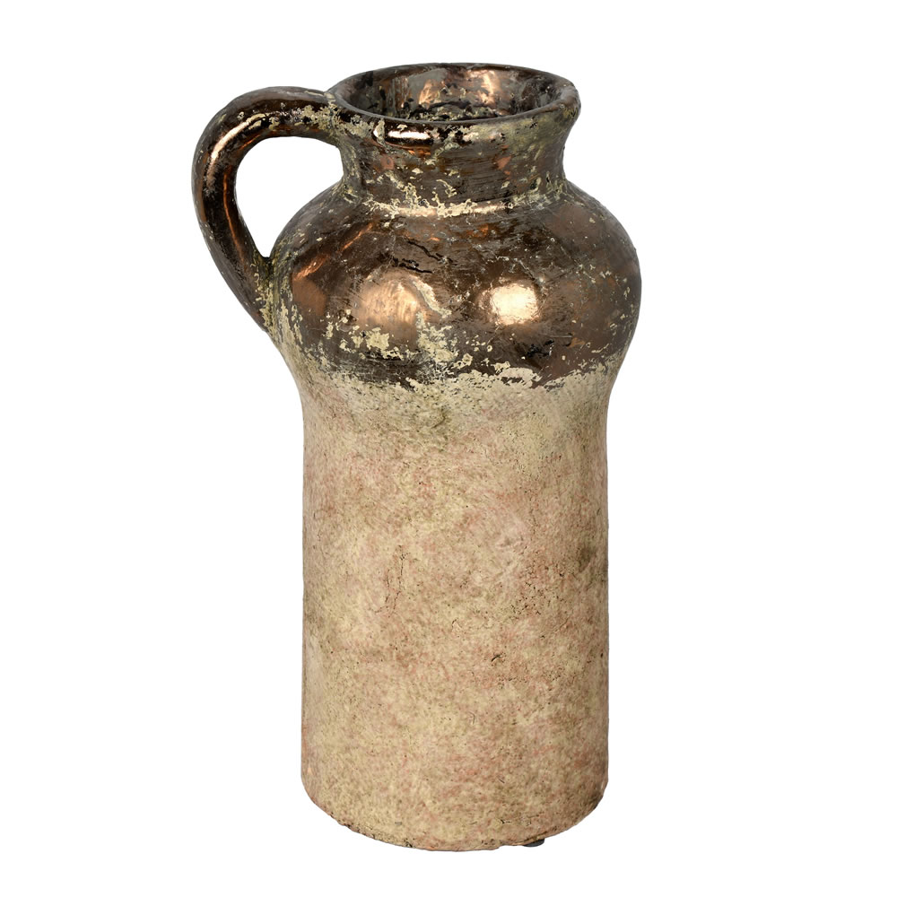 FQ199212 12 in. Aged Terracotta Gray Ceramic Vase, Brown