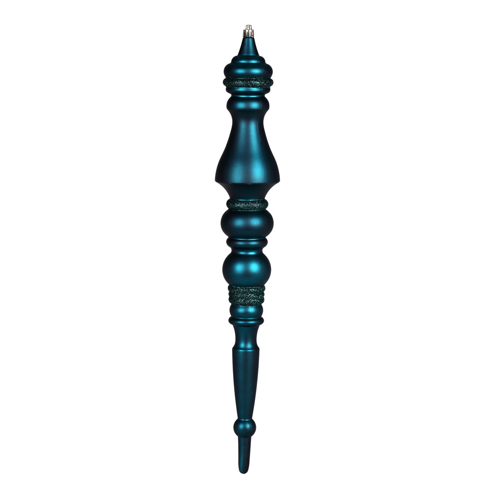 N190862D 20 in. Matte Finial Ornament, Sea Blue