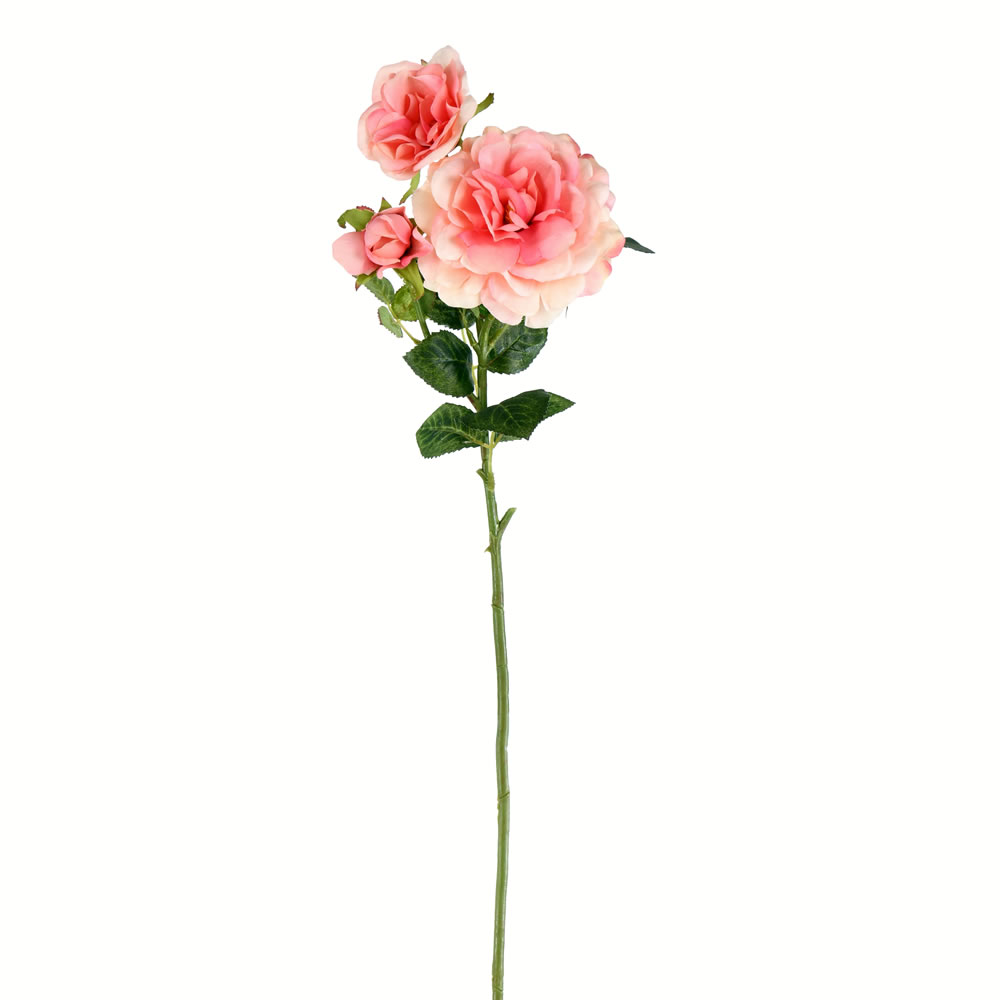 FA190879 27 in. Artificial Rose Floral Stem, Light Pink - Pack of 3