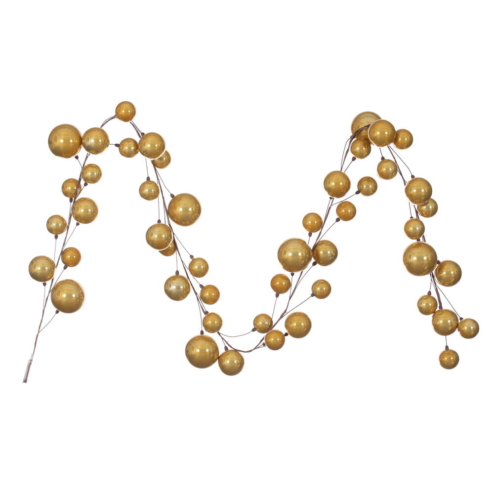 N222808 10 ft. Pearl Branch Ball Wire Garland, Gold