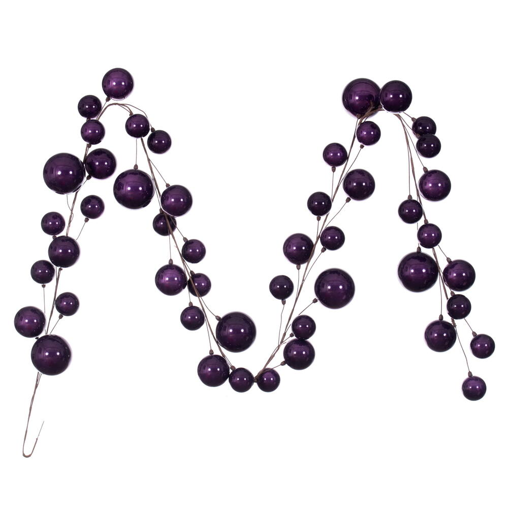 N222826 10 ft. Pearl Branch Ball Wire Garland, Plum
