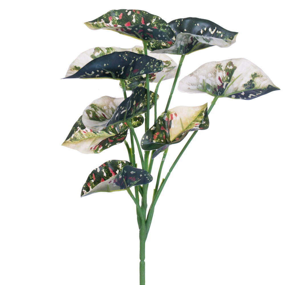 FR230404 12.5 in. Artificial Variegated Leaves Spray, Green - 3 Per Bag
