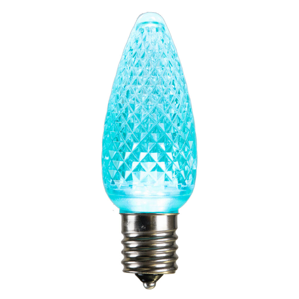 XLEDC9LT-25 C9 Faceted LED Twinkle Bulb with Nickel Base, Teal - 25 Per Bag